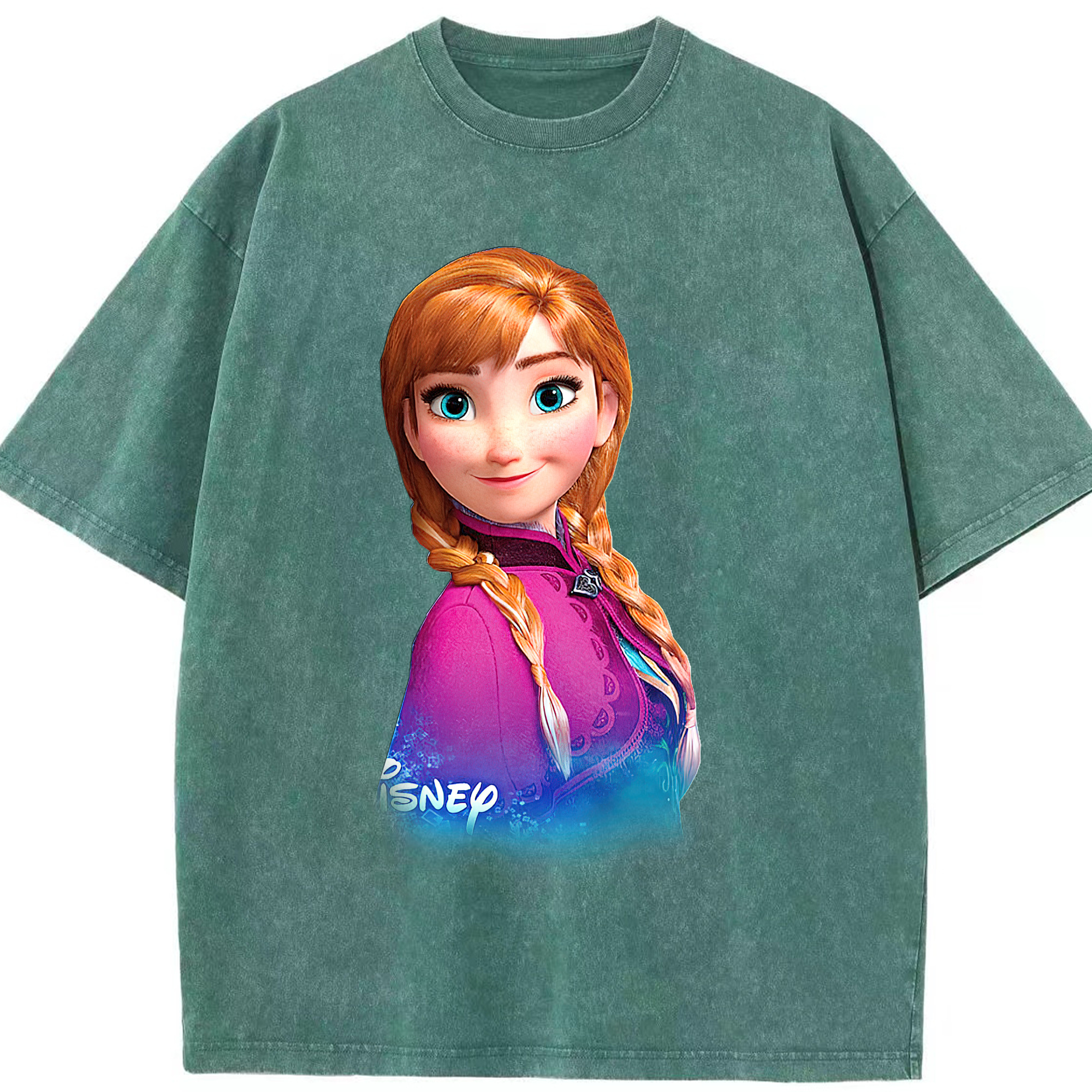 （画像用） アナと雪の女王 アンナ エルサ Frozen Anna Elsa 綿100% ヴィンテージ風 半袖Tシャツ（フロントプリント）